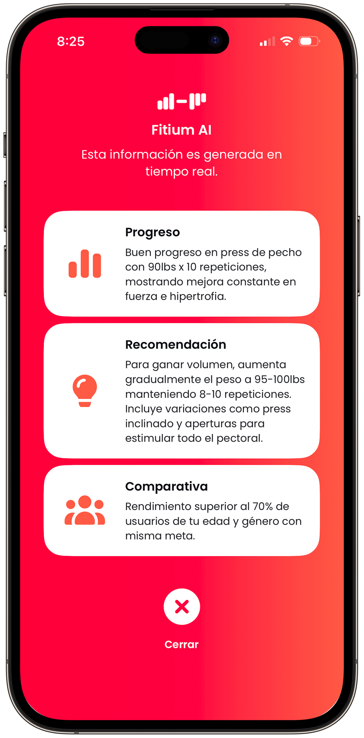Inteligencia artificial en Fitium App